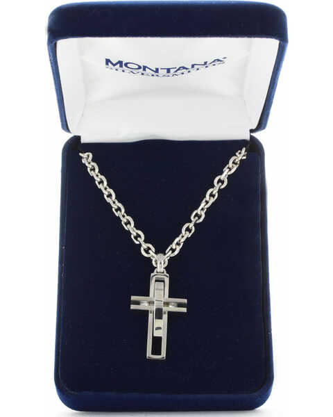 Image #3 - Montana Silversmiths Men's Modern Art Cross Necklace , Silver, hi-res