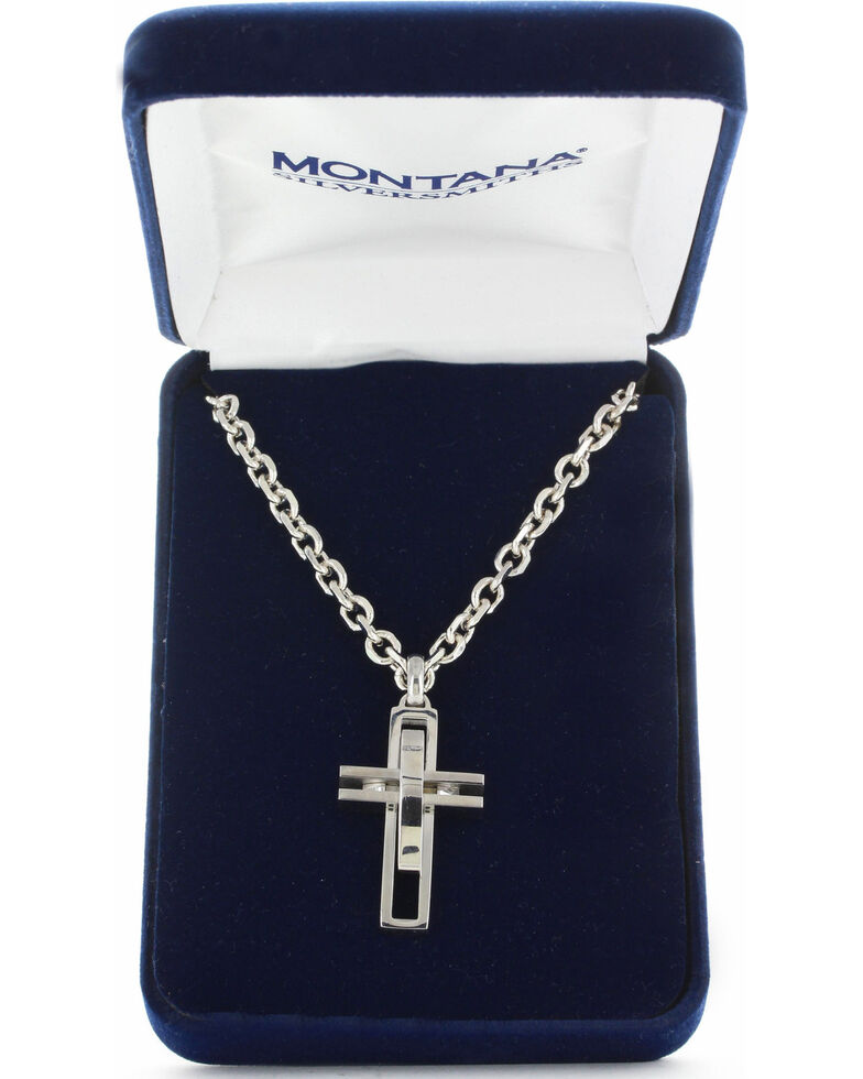 Montana Silversmiths Modern Art Cross Necklace , Silver, hi-res