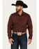 Image #1 - Cody James Men's Williams Mini Floral Print Long Sleeve Button-Down Stretch Western Shirt, Burgundy, hi-res