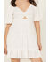 Image #3 - Angie Women's Eyelet Short Puff Sleeve Mini Dress, White, hi-res