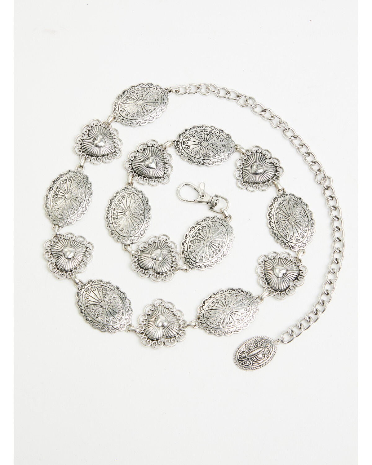 Image #1 - Shyanne Women's Heart Concho Chain Belt, Silver, hi-res