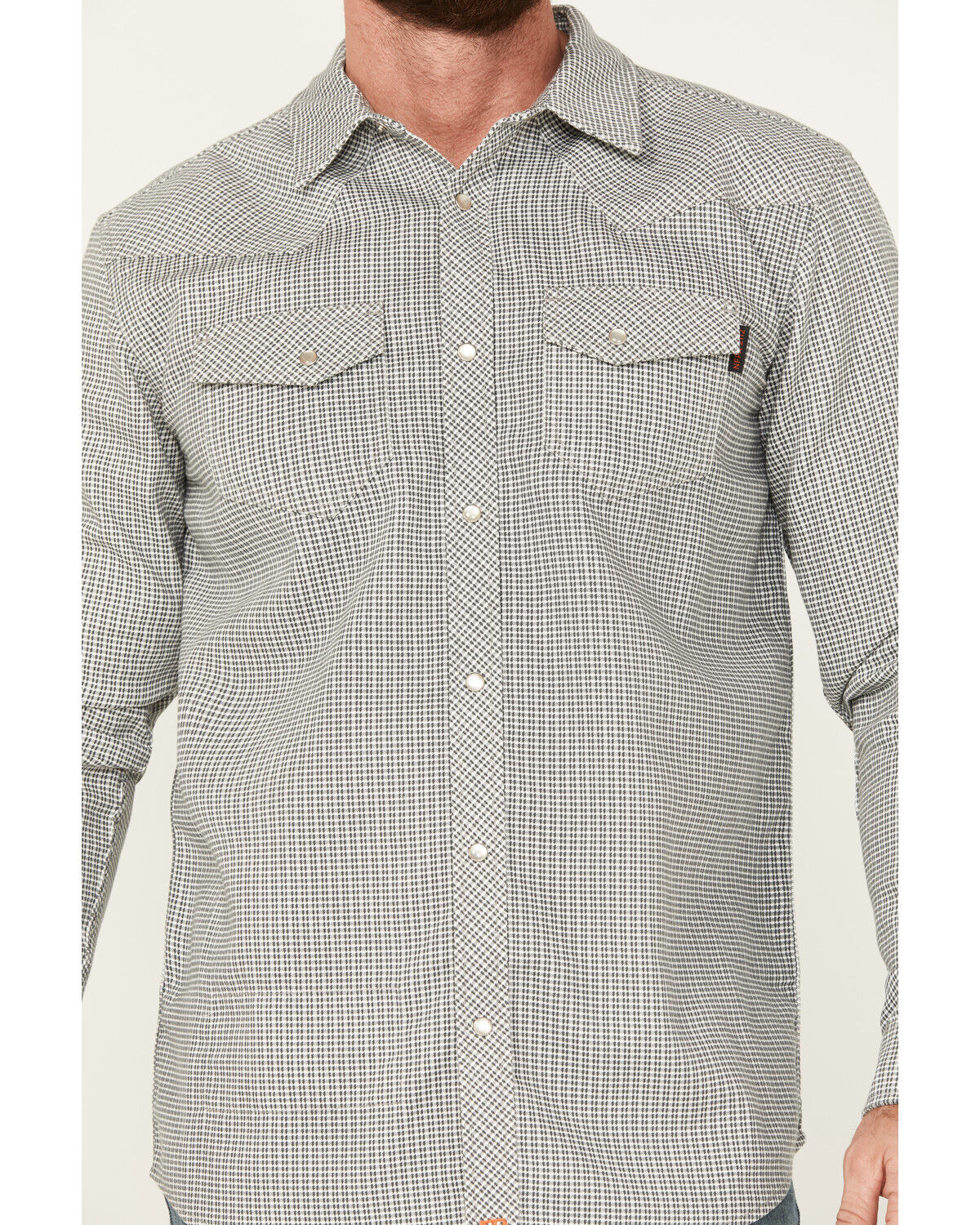 Image #3 - Cody James Men's FR Midweight Printed Long Sleeve Pearl Snap Work Shirt, Charcoal, hi-res