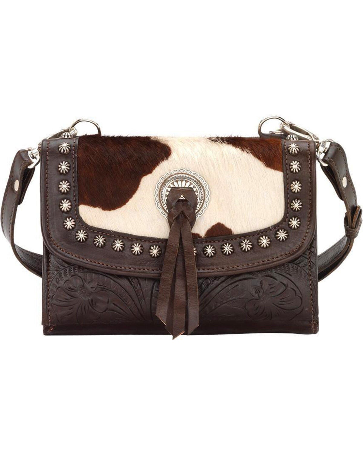 American West Women's Texas Two Step Crossbody Bag, Chocolate, hi-res