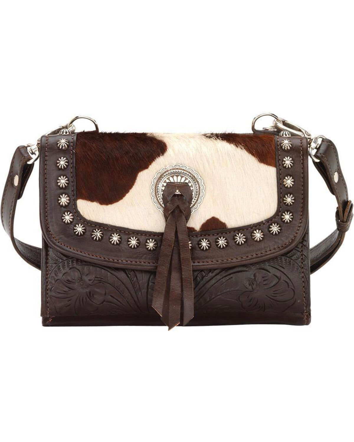 Image #1 - American West Women's Texas Two Step Crossbody Bag, Chocolate, hi-res