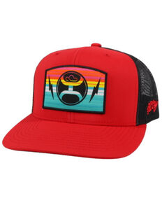 HOOey Men's Turquoise San Lucas Logo Mesh Ball Cap , Red, hi-res