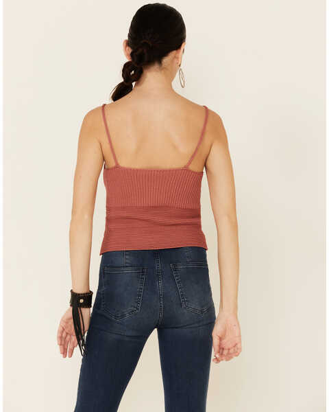 Image #4 - Mystree Women's Sweater-Knit Lace-Up Cami , Coral, hi-res