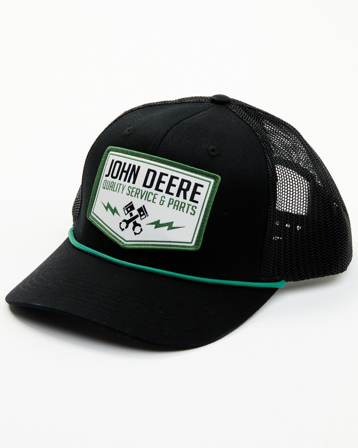 Image #1 - John Deere Men's Twill Mesh Back Trucker Cap, Black, hi-res