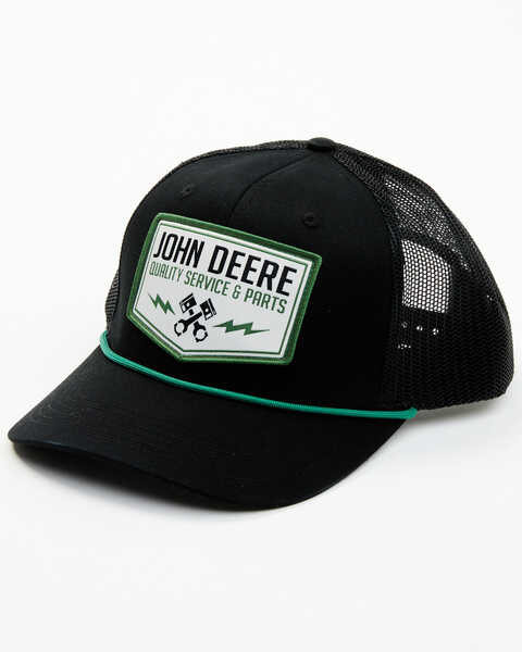 John Deere Men's Twill Mesh Back Trucker Cap , Black, hi-res