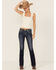 Image #3 - Miss Me Women's Dark Wash Mid Rise Whip Stitch Pocket Bootcut Stretch Denim Jeans, Dark Wash, hi-res