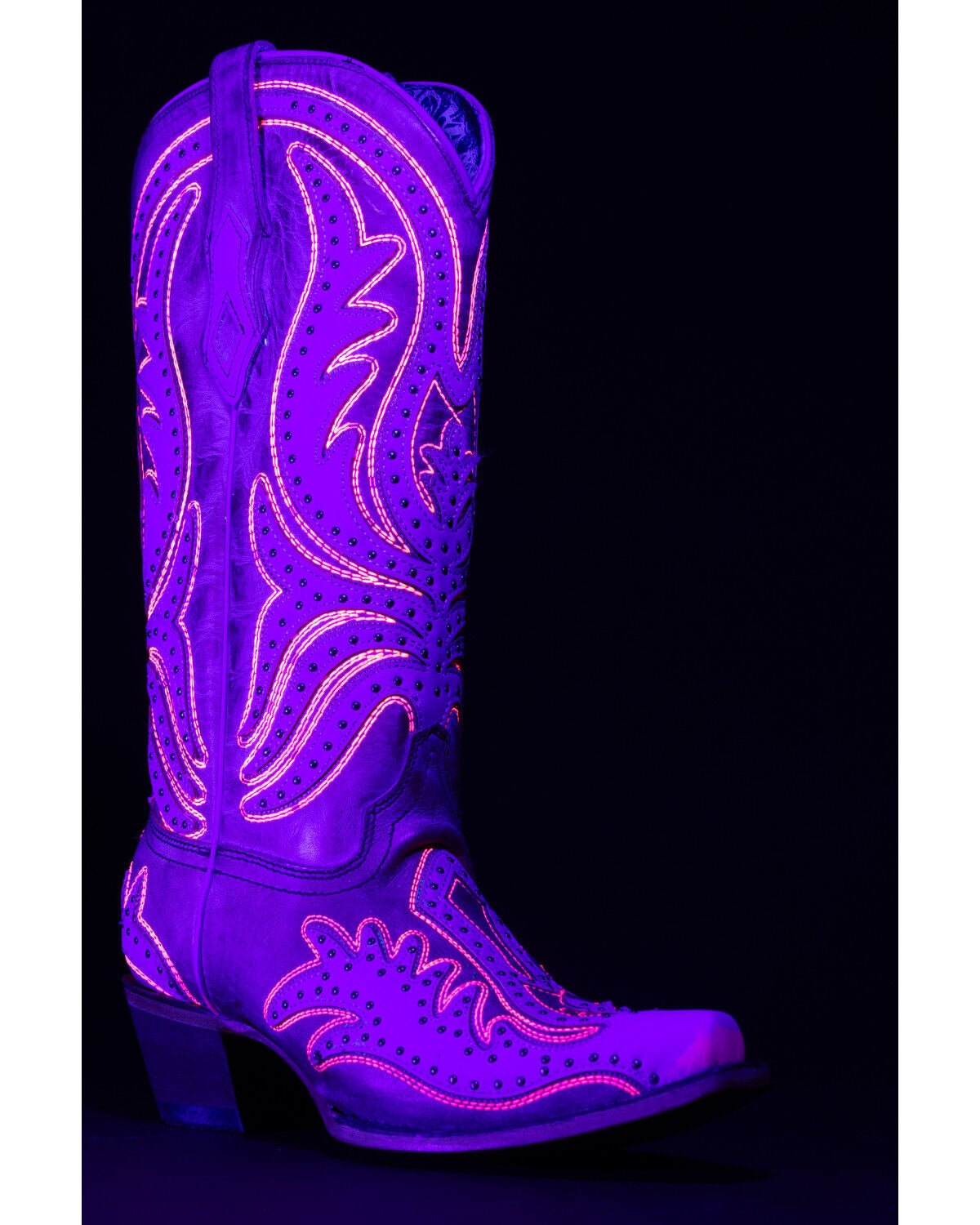 Corral Women's Studded Neon Blacklight Western Boots - Snip Toe, Pink, hi-res