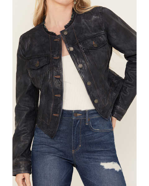 Image #4 - Idyllwind Women's Ada Leather Jacket, Steel Blue, hi-res