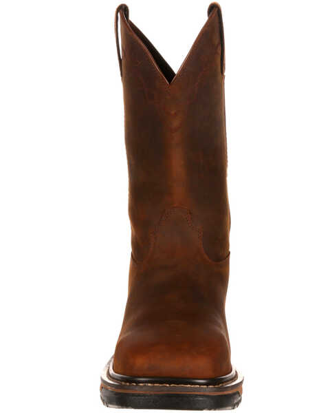 Rocky Men's Original Ride Western Work Boots - Square Toe, Dark Brown, hi-res