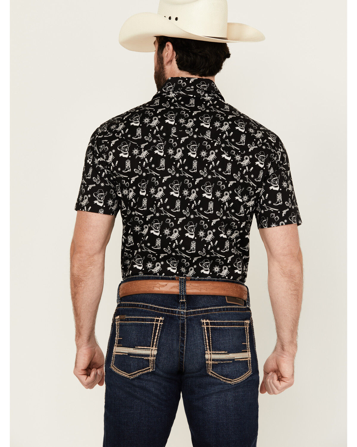 Image #4 - Rock & Roll Denim Men's Tattoo Print Short Sleeve Pearl Snap Stretch Western Shirt, Black, hi-res