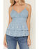 Image #3 - A.T.A.P. Women's Crochet Embroidered Sleeveless Tank Top, Blue, hi-res
