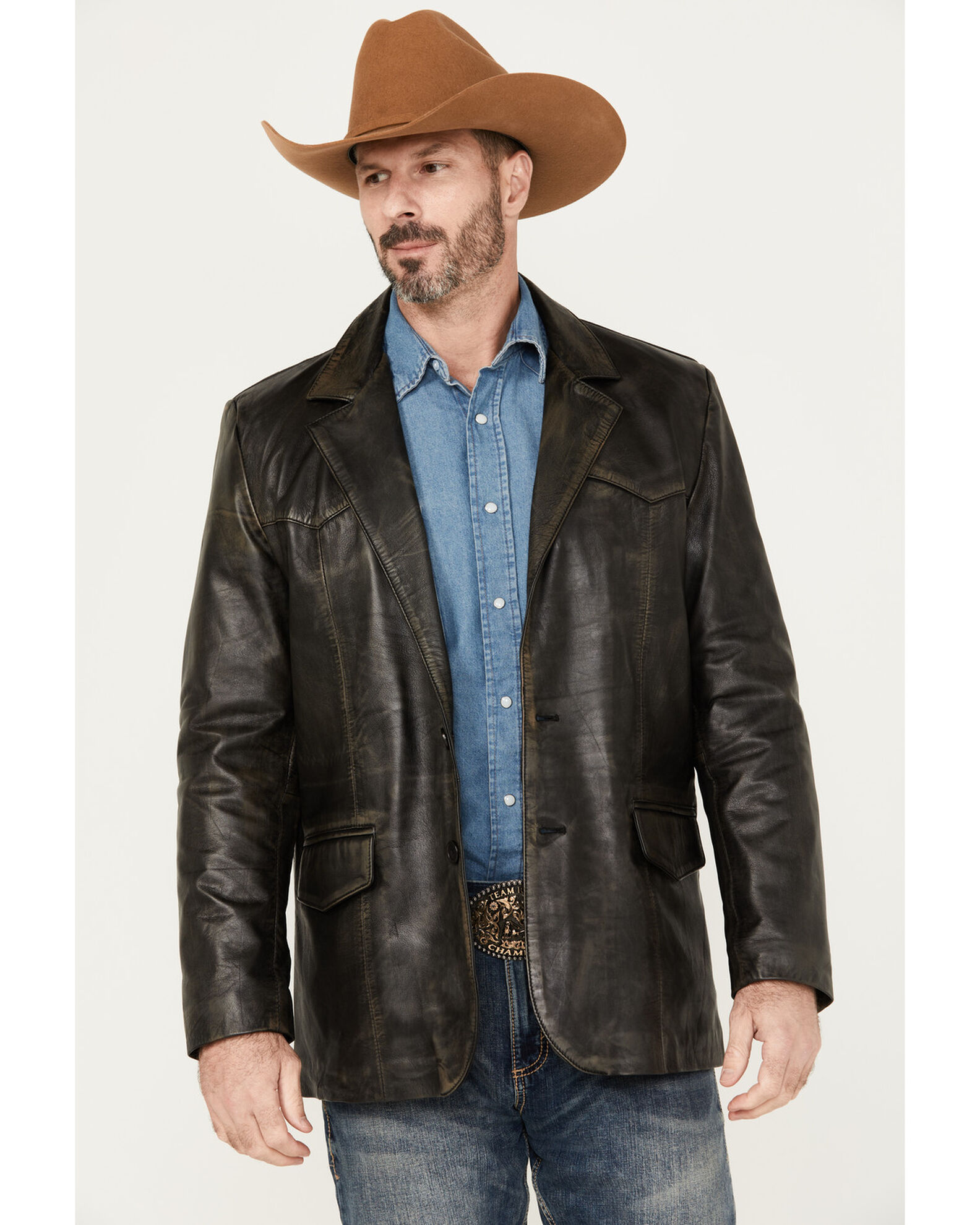 Mens leather best sale sport coat