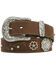 Ariat Women's Floral Embroidered Rhinestone Belt, Brown, hi-res