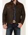 Image #3 - Scully Men's Vintage Herringbone Leather Trim Button-Front Jacket, , hi-res
