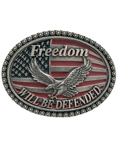 Cody James Men's Freedom Will Be Defended Buckle, Silver, hi-res