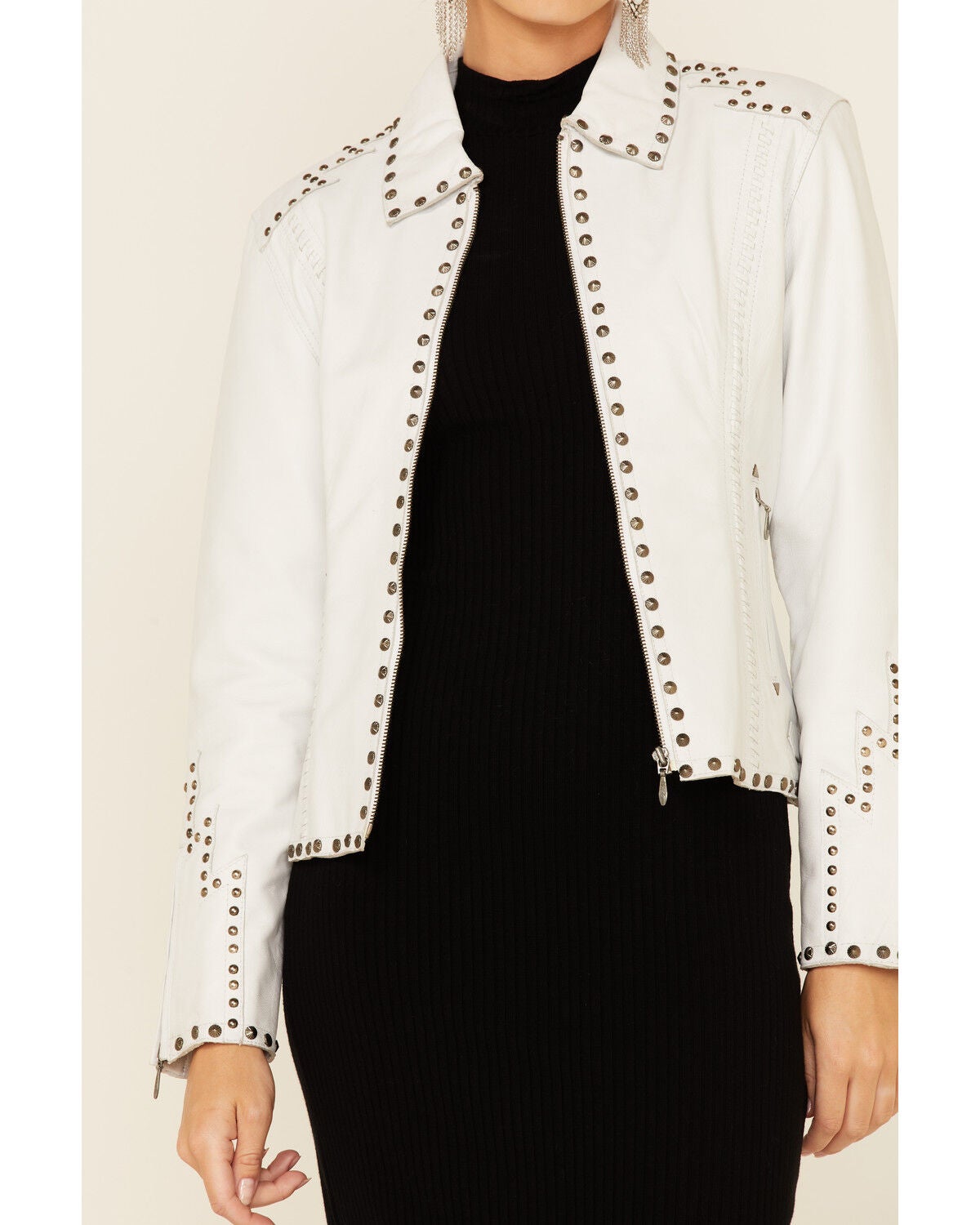 white studded leather jacket