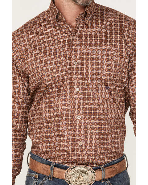Image #3 - Roper Men's Spiced Plum Geo Print Long Sleeve Button Down Shirt, Brown, hi-res
