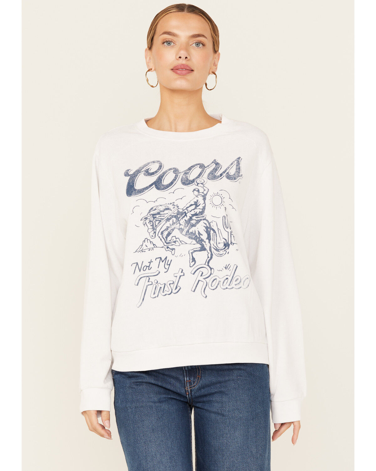 Image #1 - Coors Women's Rodeo Crewneck Sweatshirt, White, hi-res