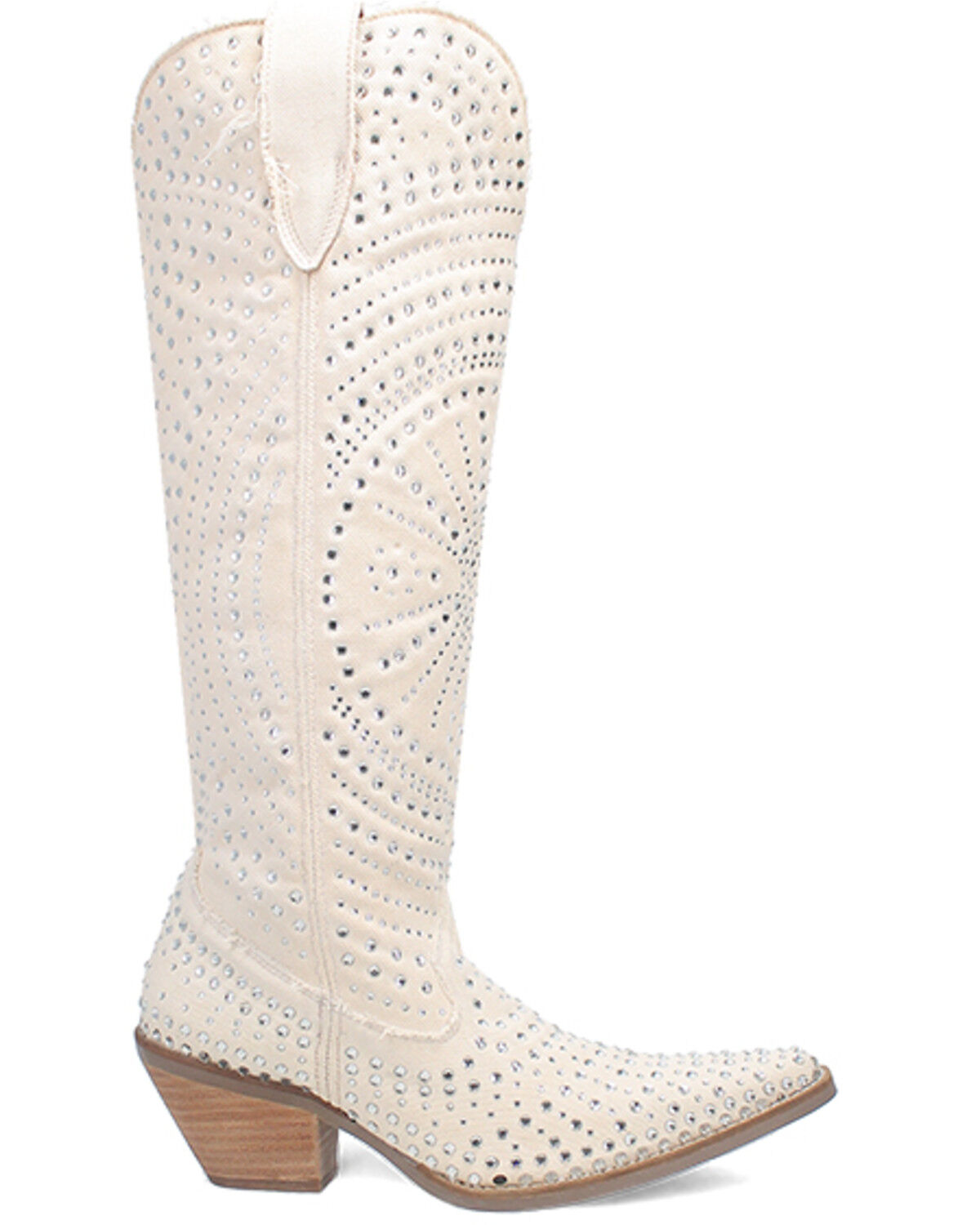Image #2 - Dingo Women's Honkytonk Studded Tall Western Boots - Snip Toe, White, hi-res