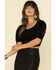 Very J Women's Embroidered Puff Sleeve Ribbed Top , Black, hi-res