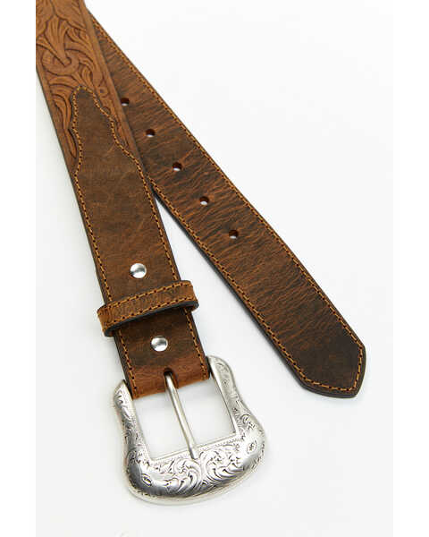 Image #2 - Cody James Men's Brown Floral Embossed Leather Belt, Brown, hi-res
