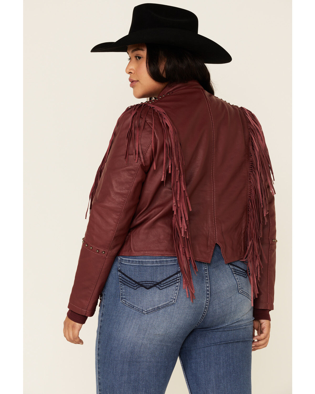 Image #4 - Liberty Wear Women's Burgundy Fringe Sheep Napa Jacket - Plus , , hi-res