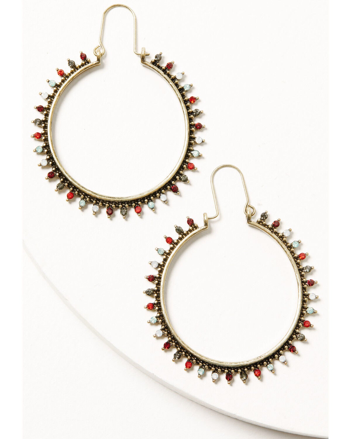 Image #2 - Shyanne Women's Gold Multicolored Beaded Hoop Dreamcatcher Earrings, Gold, hi-res