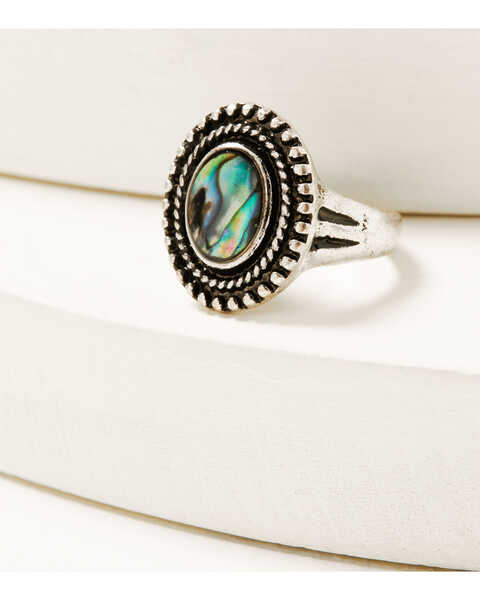 Image #3 - Shyanne Women's Silver Longhorn & Turquoise Abalone 5-piece Ring Set, Silver, hi-res
