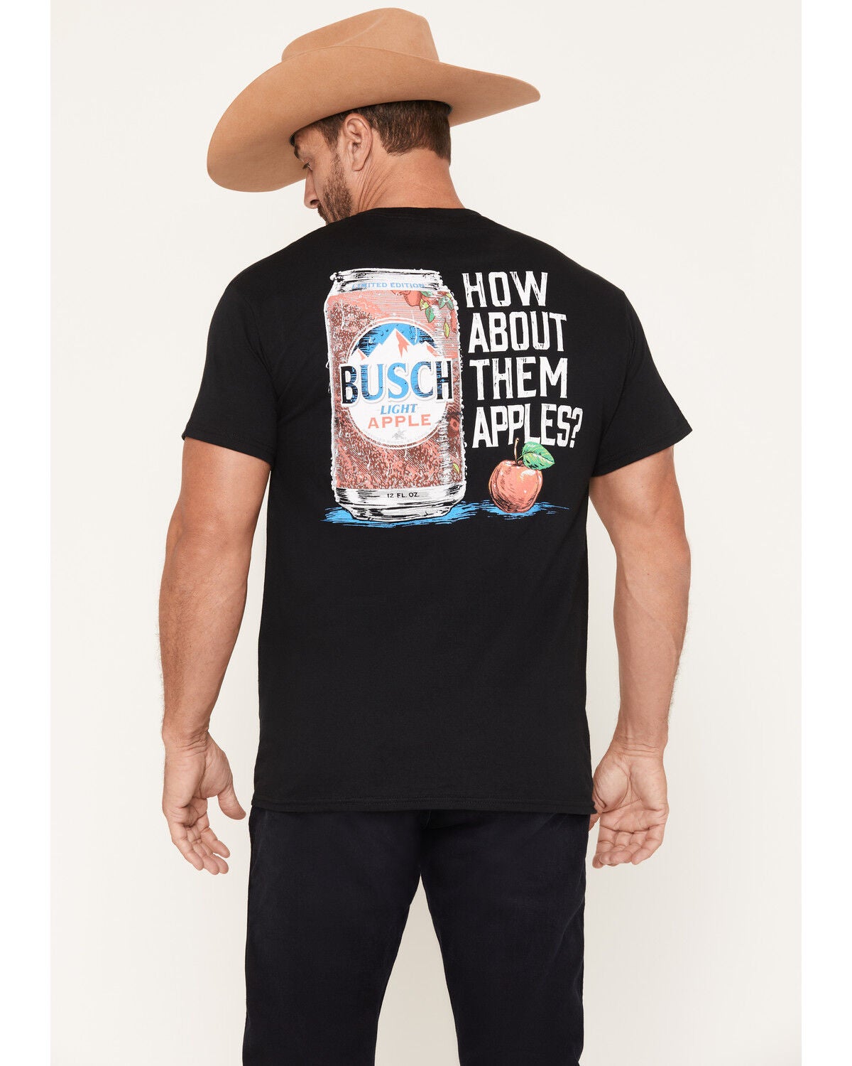 Coors Men's Busch How About Them Apples Short Sleeve Graphic T-Shirt, Black, hi-res