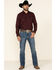 Cody James Men's Walnut Grove Floral Geo Print Long Sleeve Snap Western Shirt , Burgundy, hi-res