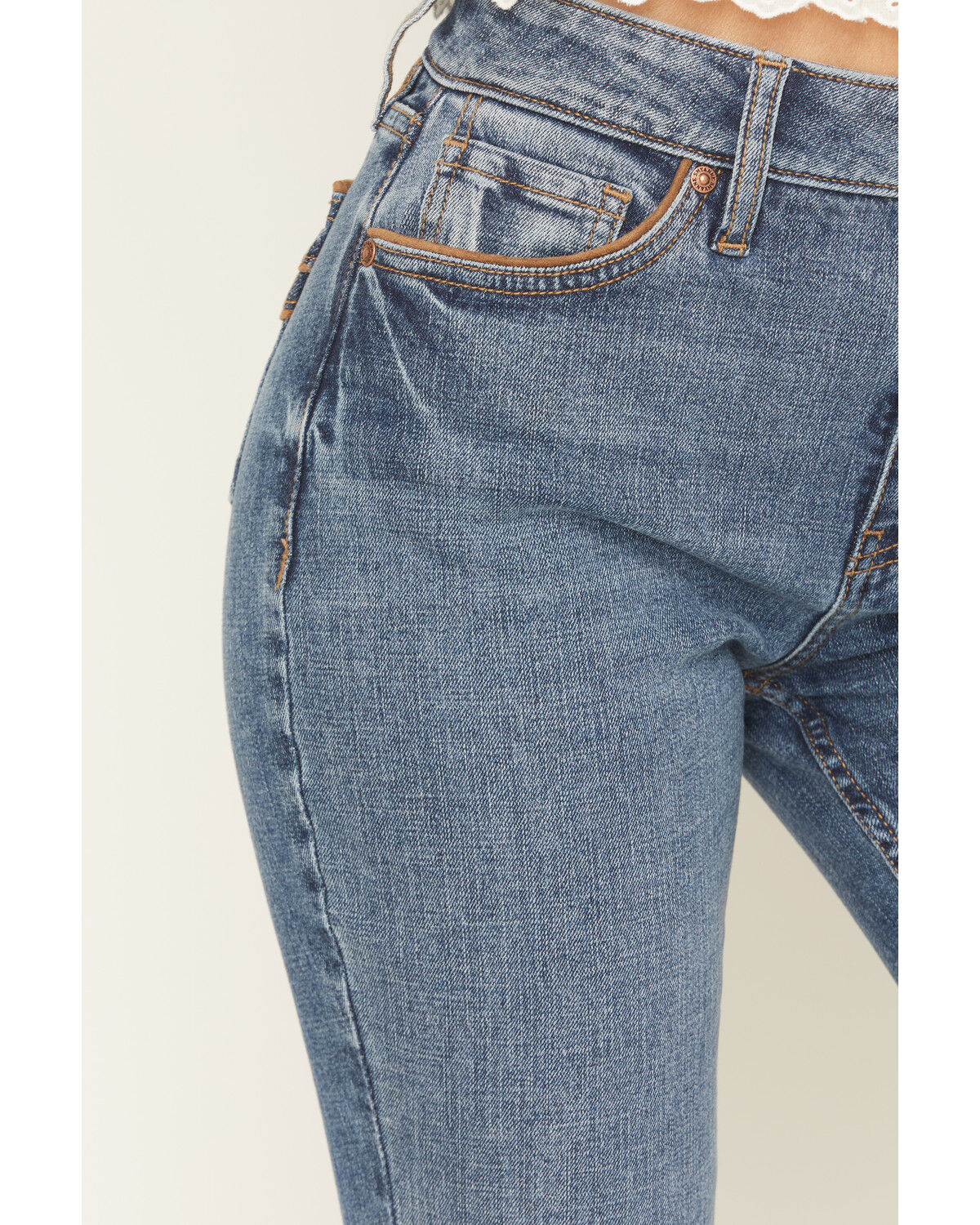 Image #2 - Shyanne Women's Luna High Rise Flare Stretch Denim Jeans, Medium Wash, hi-res