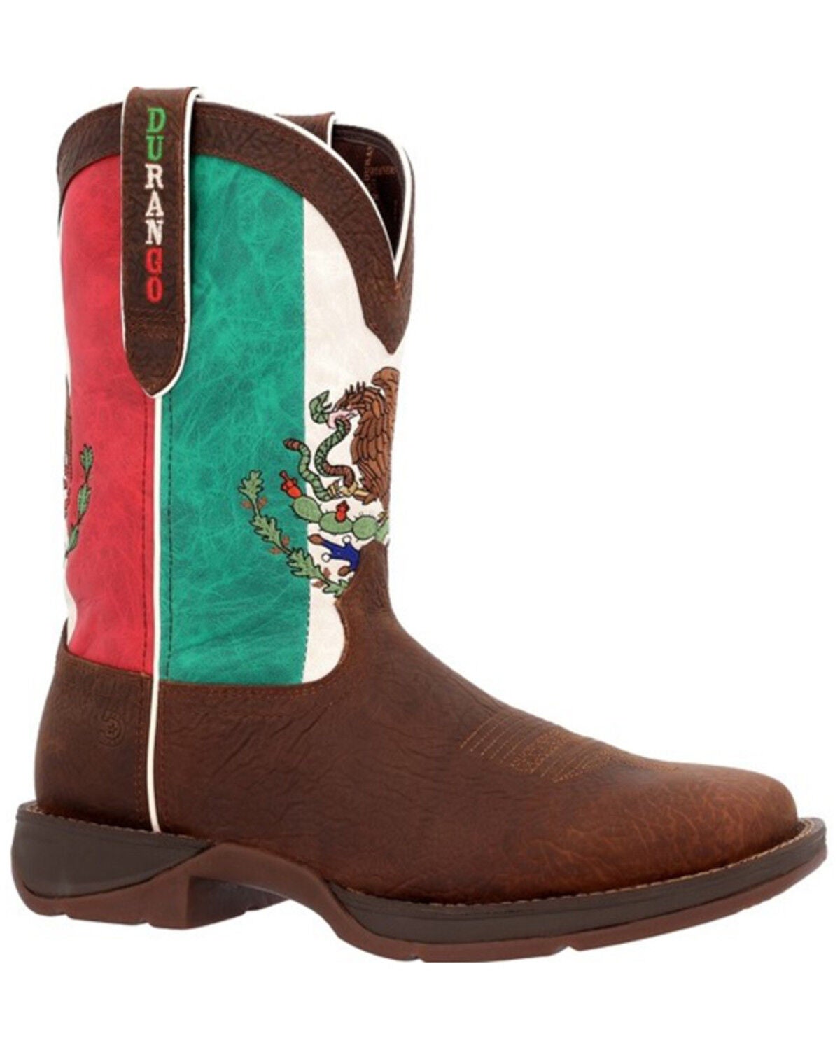 Durango Men's Rebel Mexico Flag Shaft Performance Western Boots - Broad Square Toe, Brown, hi-res