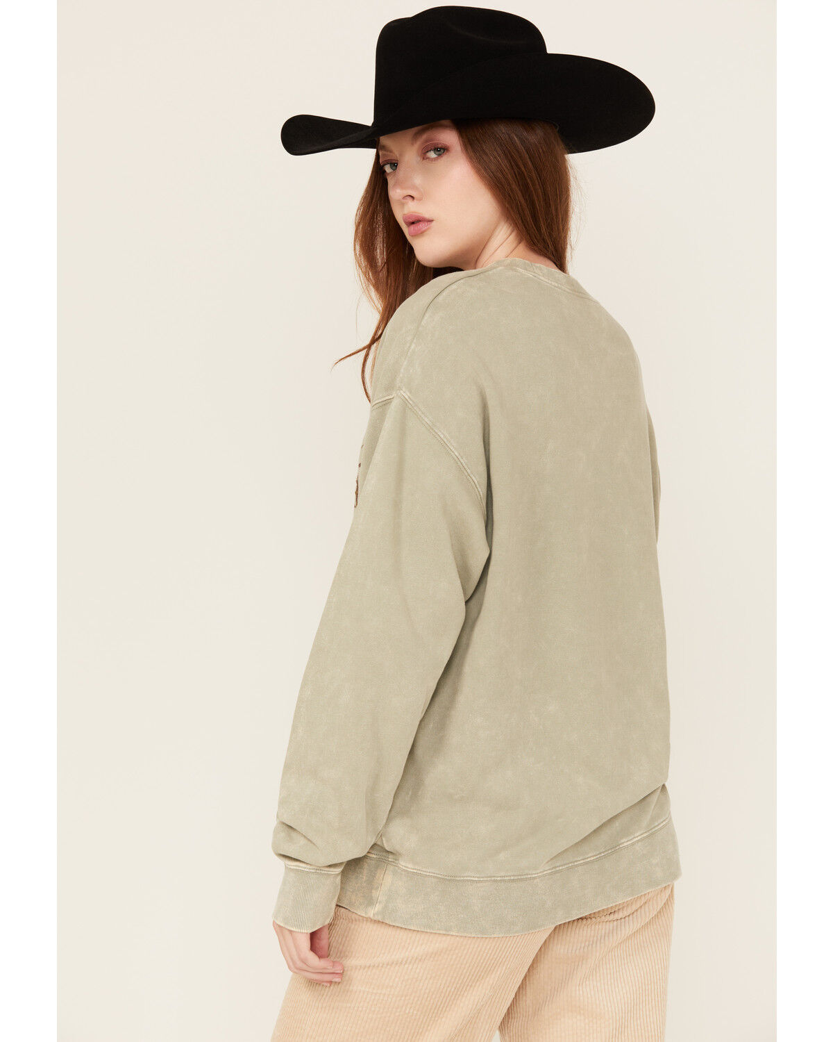 Image #4 - Rock & Roll Denim Women's Whiskey Graphic Sweatshirt, Olive, hi-res