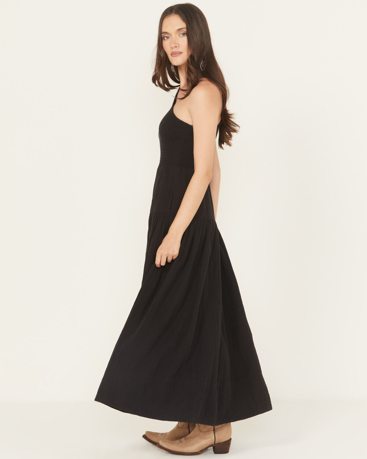 Image #2 - Revel Women's Solid One Shoulder Midi Dress, Black, hi-res