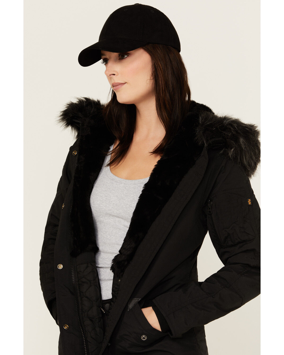 Image #2 - Alpha Industries Women's Elyse Gen II Hooded Parka, Black, hi-res