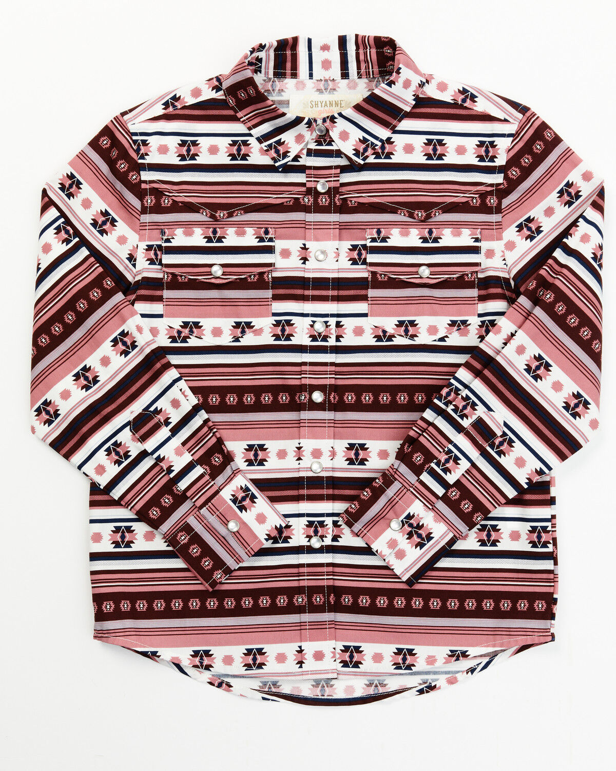 Image #1 - Shyanne Toddler Girls' Southwestern Printed Stripe Long Sleeve Pearl Snap Shirt, , hi-res