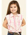 Shyanne Toddler Girls' Orange & Pink Stripe Snap Tie Front Sleeveless Western Shirt, Pink, hi-res