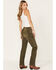 Image #3 - Cleo + Wolf Women's High Rise Cargo Straight Jeans, Olive, hi-res