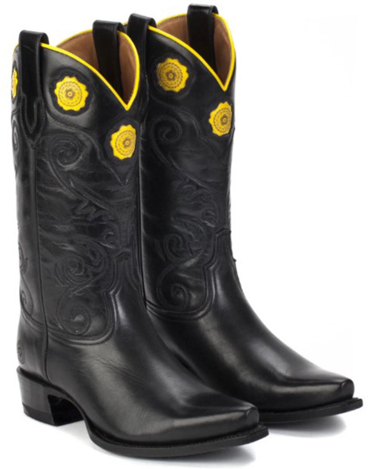 Ranch Road Boots Women's Rosette Floral Embroidered Western Boots - Snip Toe, Black, hi-res