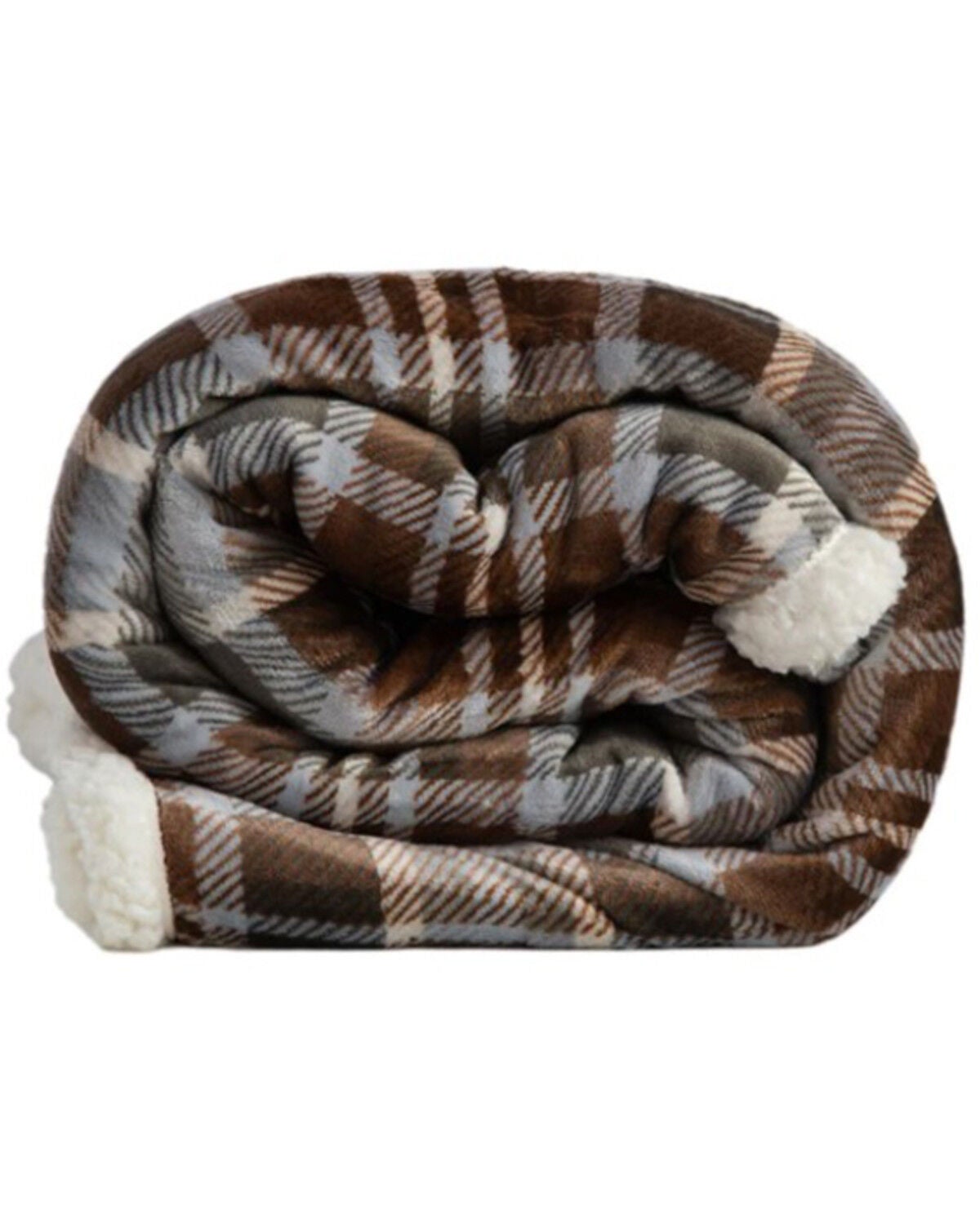 Image #3 - Carstens Home Plaid Plush Sherpa Throw, Grey, hi-res