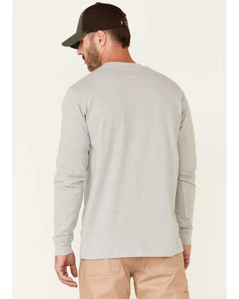 Image #4 - Hawx Men's Solid Light Gray Forge Long Sleeve Work Pocket T-Shirt - Tall, Light Grey, hi-res
