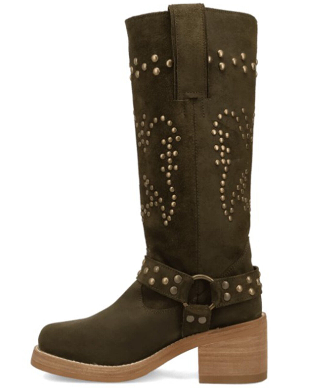 Image #3 - Dingo Women's Troubadour Studded Tall Fashion Boots - Round Toe, Olive, hi-res