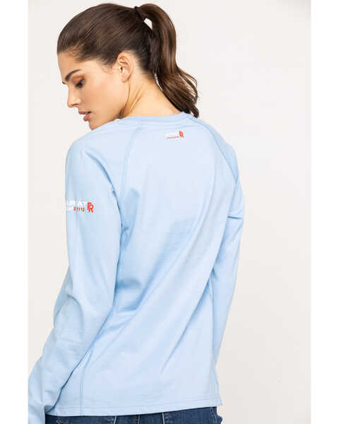 Image #2 - Ariat Women's FR Air Crew Long Sleeve Work Shirt, Blue, hi-res