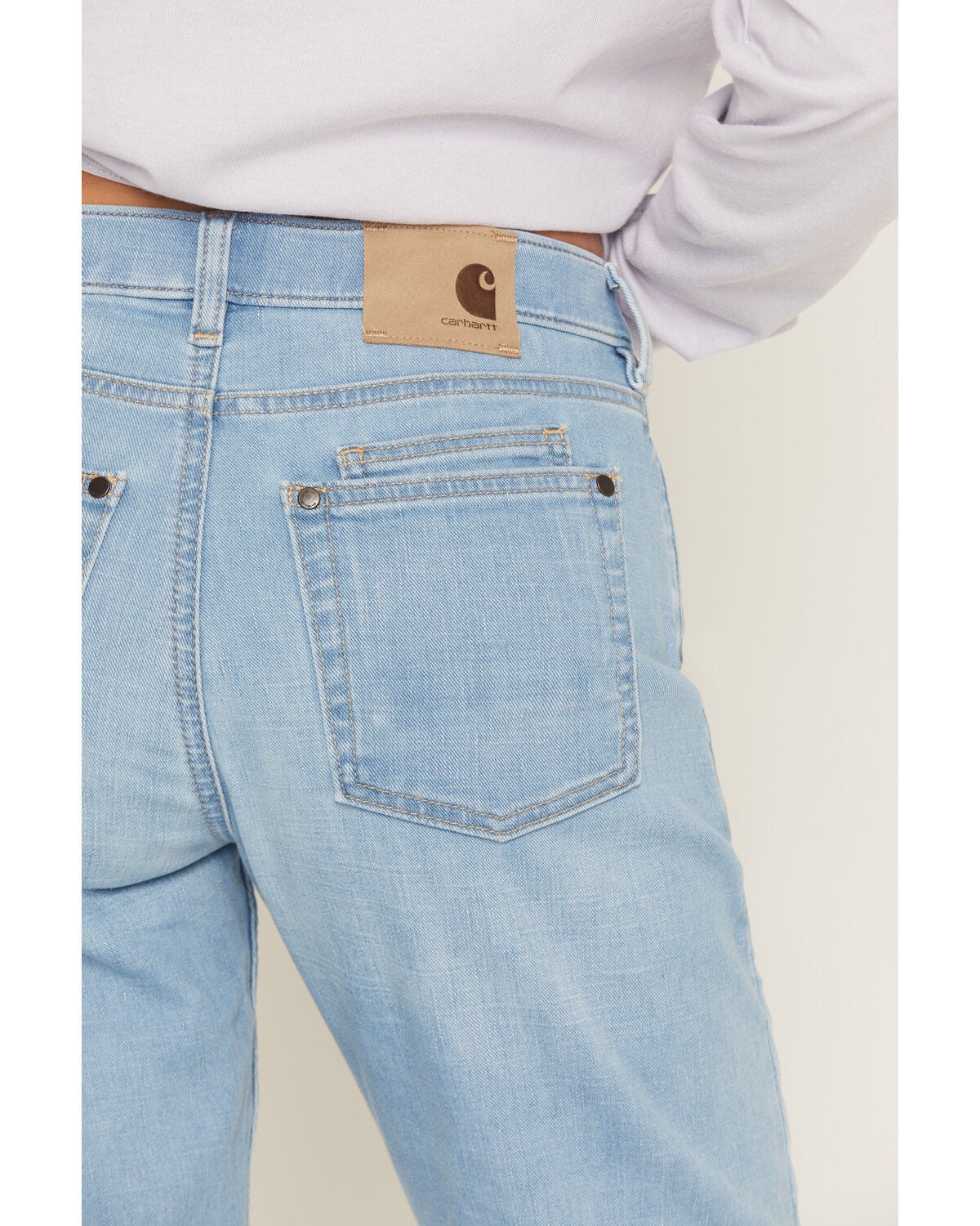 Image #4 - Carhartt Women's The Essential Stretch Denim Jeans, Light Medium Wash, hi-res