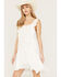 Image #1 - Wild Moss Women's Crochet Trim Mini Dress, White, hi-res