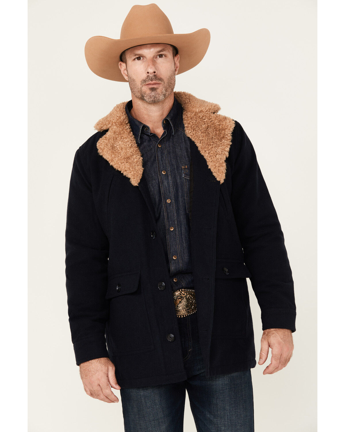 Image #1 - Cody James Men's Legacy II Sherpa Wool Coat, Navy, hi-res