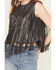 Image #3 - Blue B Women's Faux Leather Bandana Laser Cut Fringe Vest, Black, hi-res